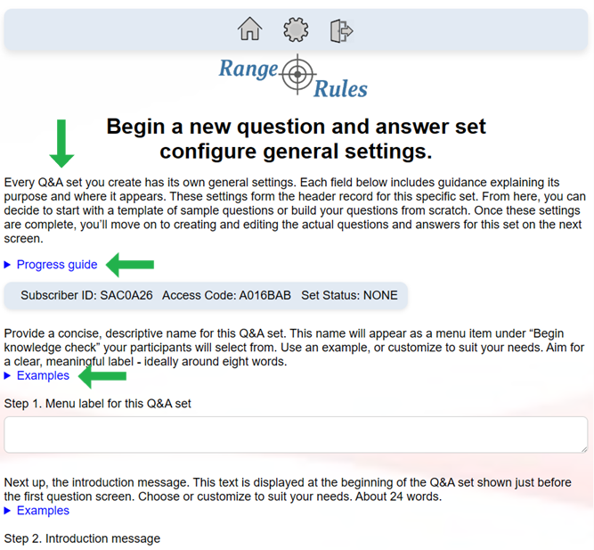 Menu label and introduction message for your first Q&A set image