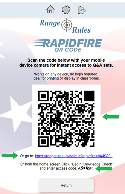 RapidFire QR Code example screen image